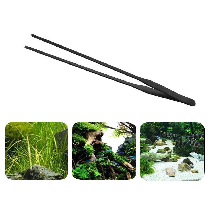 FRUTA Aquarium Tweezers Stainless Steel Straight Tweezer with Carbonation Protection Coating Against Rust Extra Long Reptiles Feeding Tongs Tools for Aquatic Tank Plants,15 inch- Black Straight - Image 5